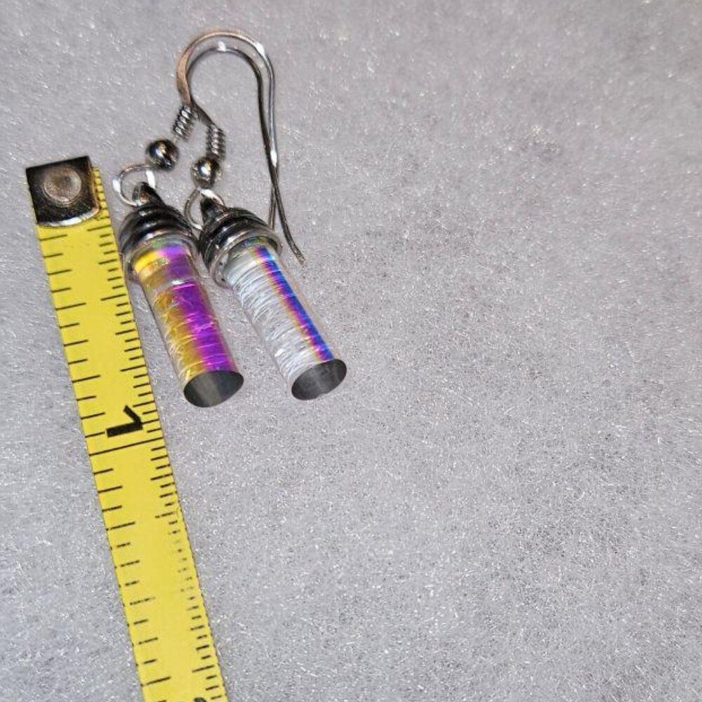 Artisan silver and glass earrings - Picture 2 of 3